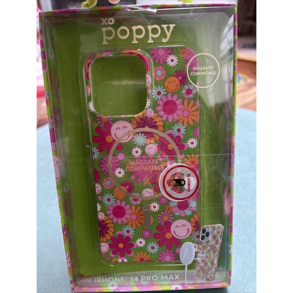 XO Poppy Phone Case  iPhone 14 Pro Max Multicolor Smiley Face Daisies Flower New - Picture 1 of 5